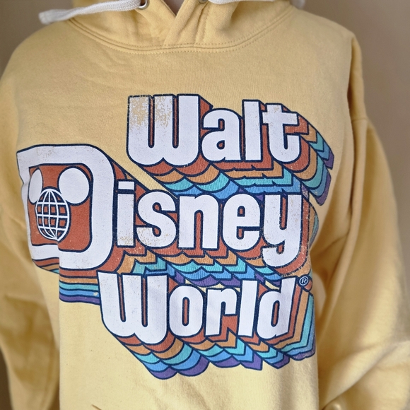 Walt Disney World Retro 70s Style Yellow Hoodie Size M - Picture 4 of 9